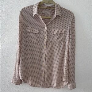 LOFT Blush and Black Patterned Blouse